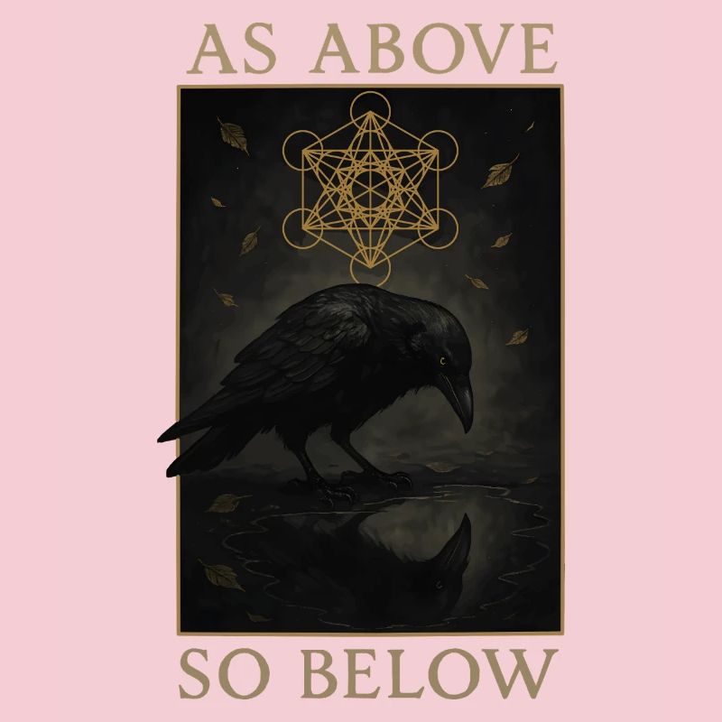 As Above So Below Raven Metatron's Cube Art