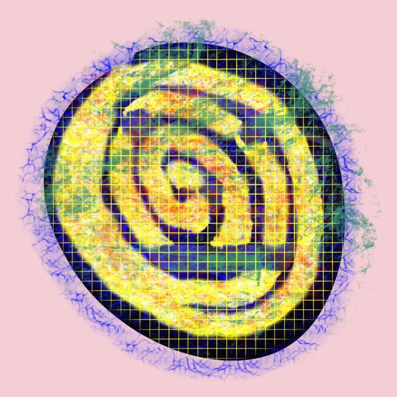 Yellow creative spiral with check pattern