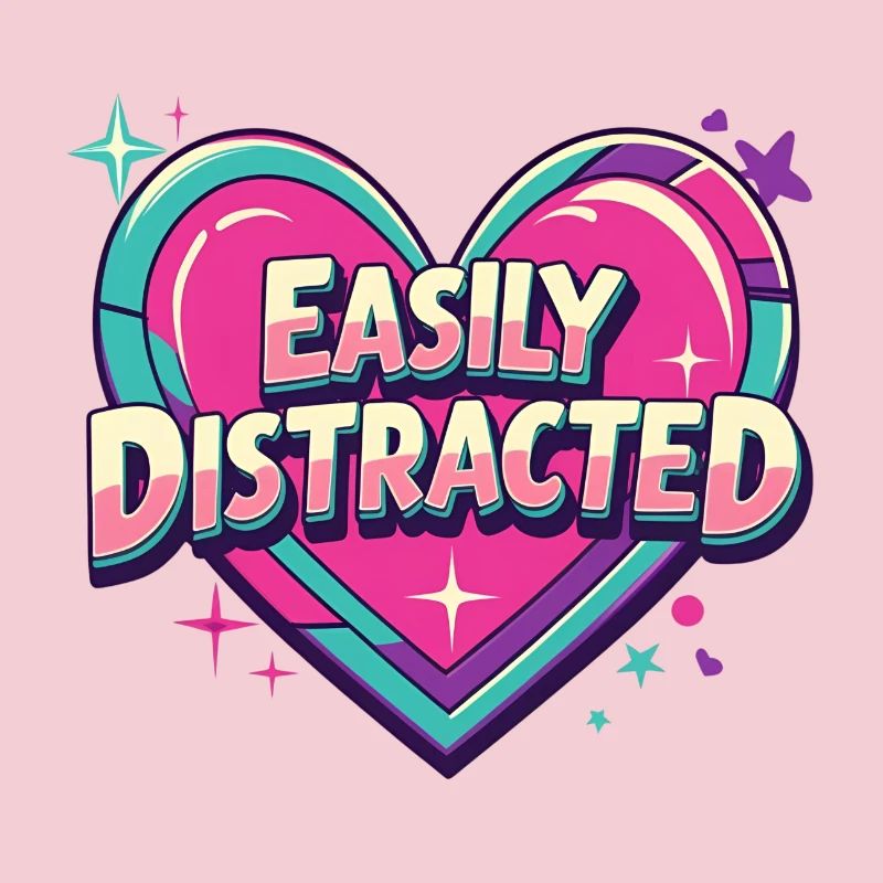 Facilement distrait - Conception de cœur rétro