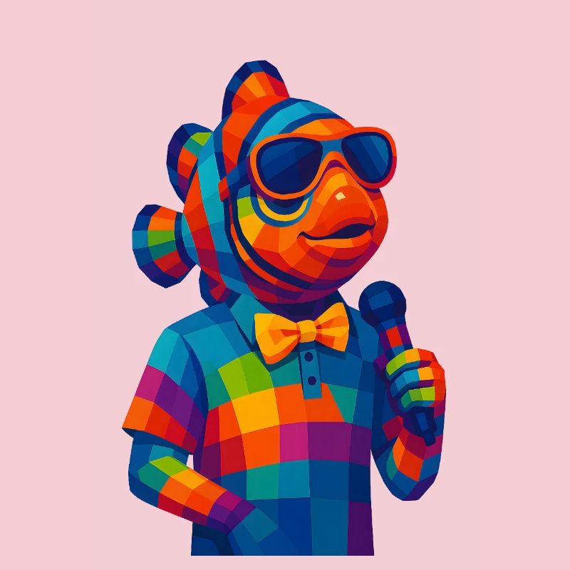 WPAP Polygon Style Animals - Clownfish with Bow Tie