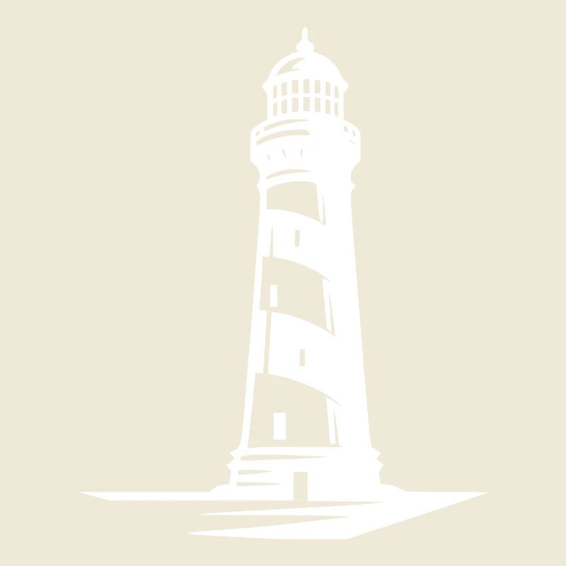 Old lonely striped coastal lighthouse