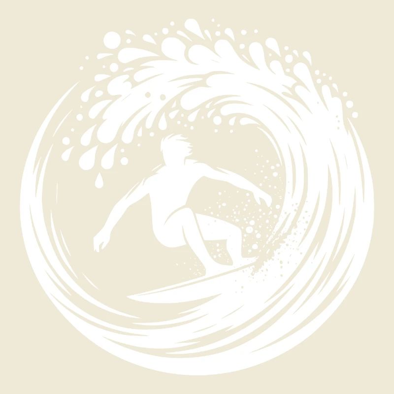 Surfeur élégant surfant dans une grosse vague