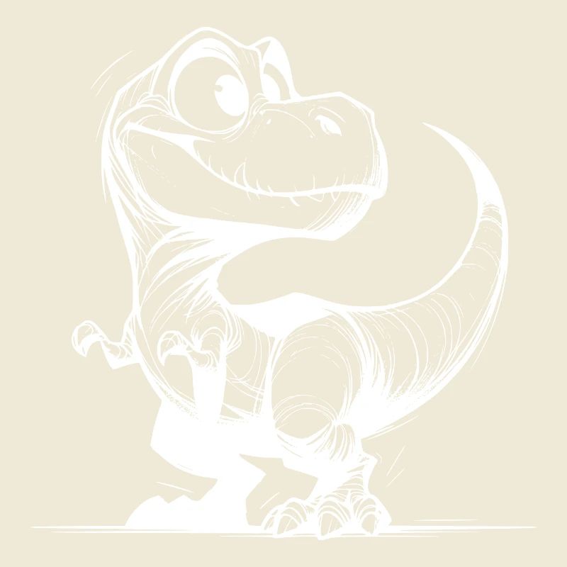 Friendly Smiling T-Rex Dino Drawing