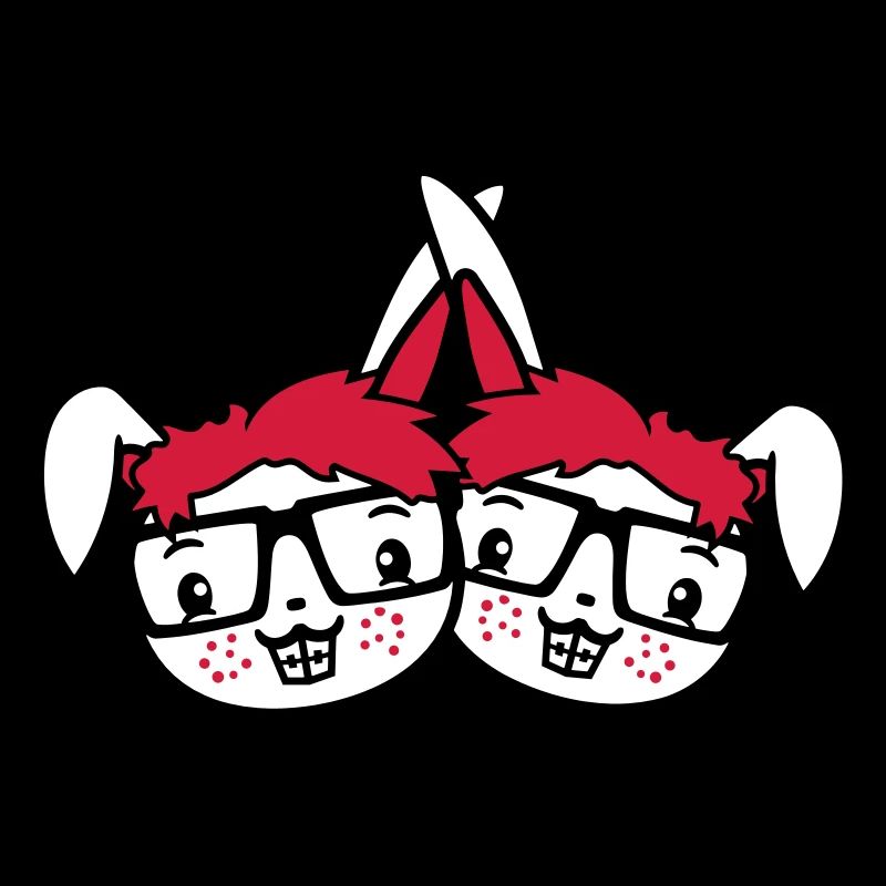 2 Hasen Nerds Geek Hornbrille Team Freunde Crew