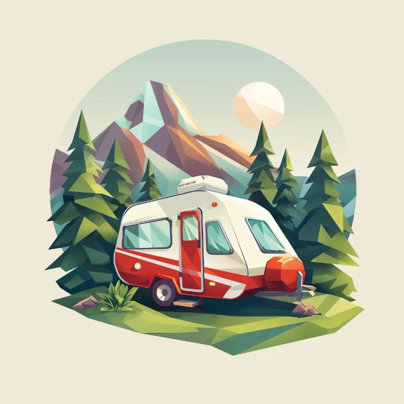 Camping à l’ancienne – Moderne dans un look low poly