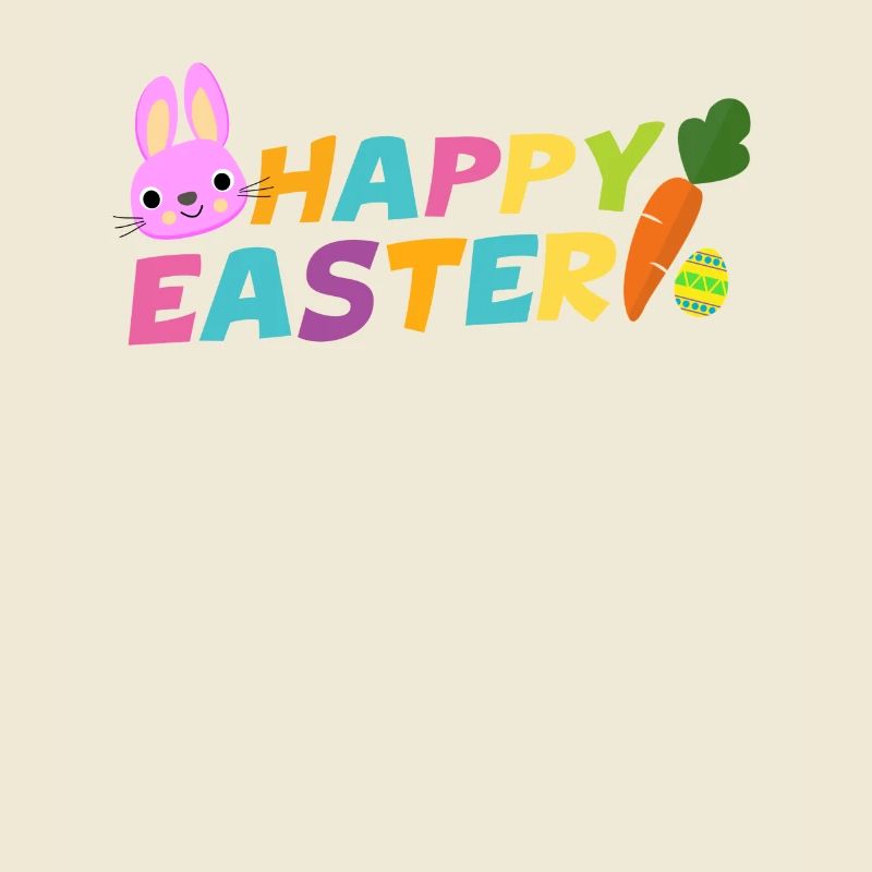 Joyeuses Pâques avec oeuf carotte et lapin pascha