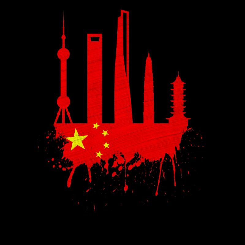 Shanghai Skyline drapeau chinois drapeau chinois