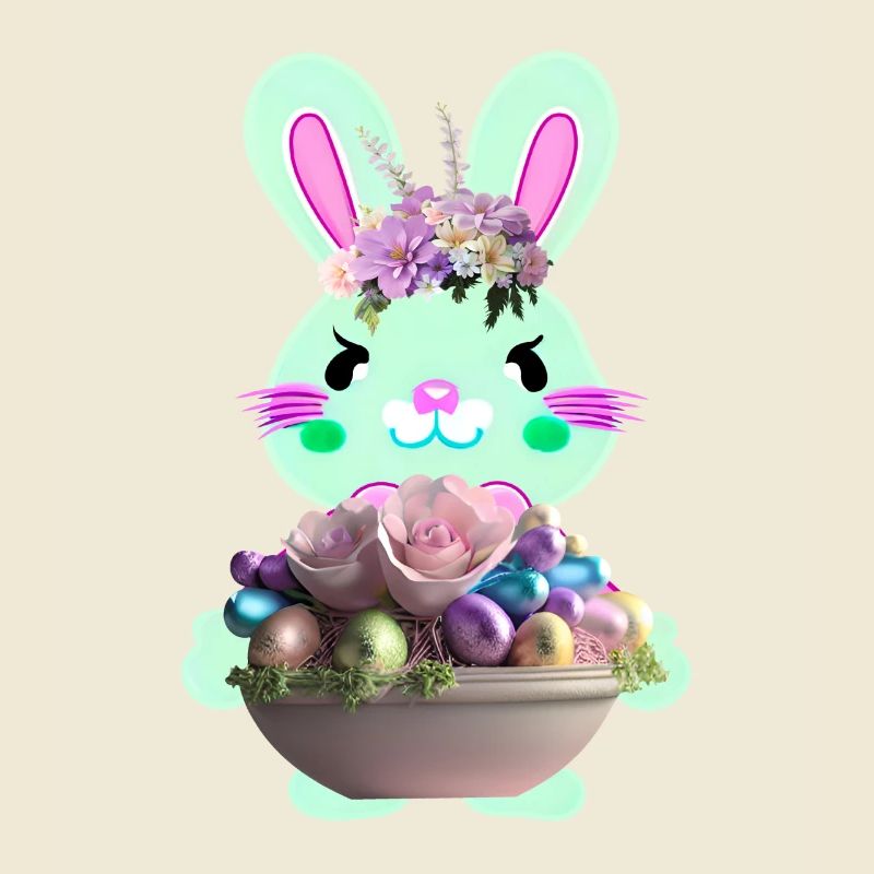 cute Easter bunny with Easter eggs