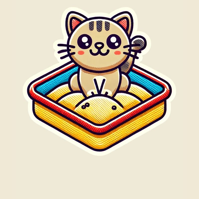 Chat mignon assis dans le bac à sable Style Patch