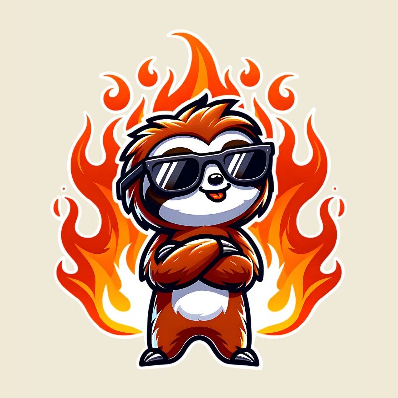Sloth Cool Flames Fire