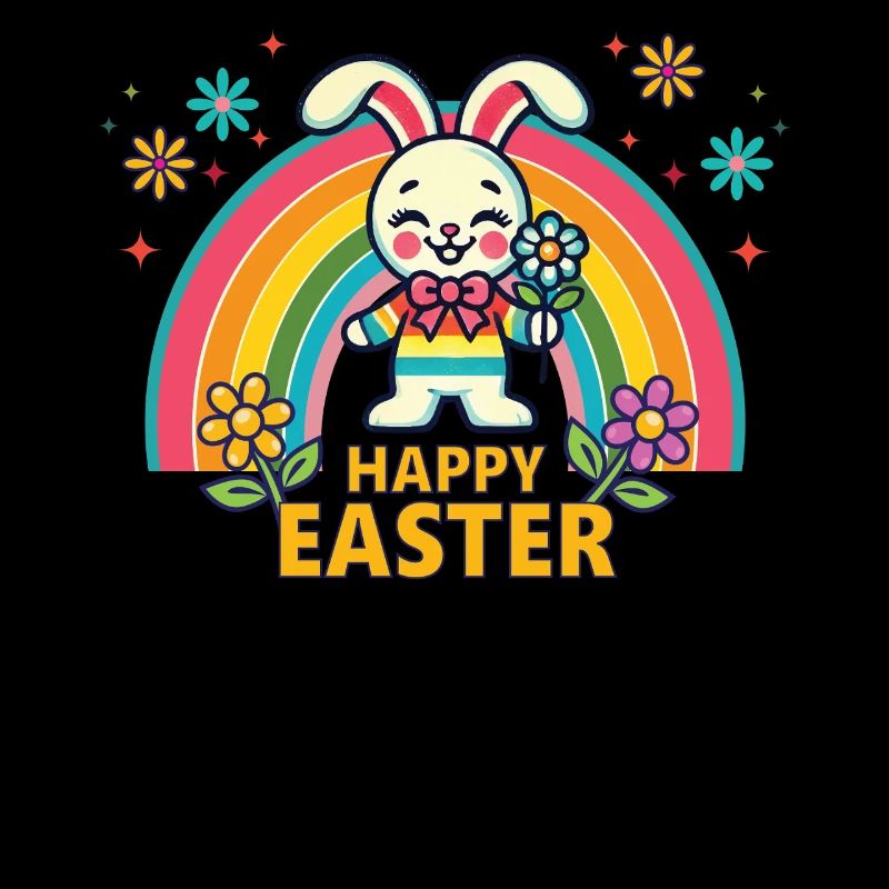 Retro Osterhase Regenbogen Ästhetik Ostern