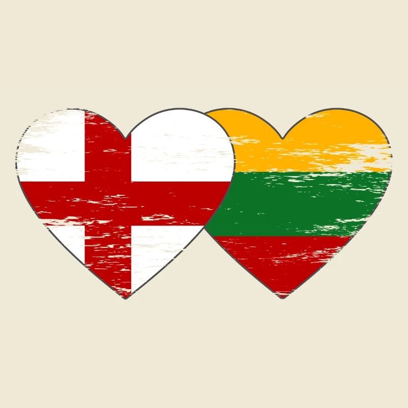 Angleterre Lituanie drapeau forme de coeur utilisé