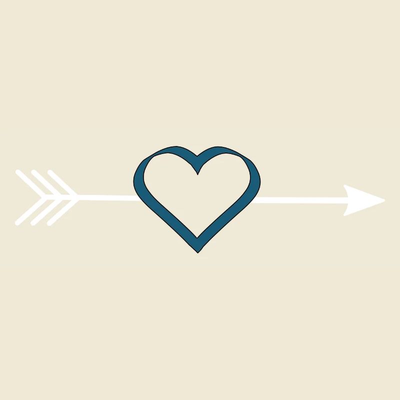 Coeur bleu avec flèche Saint-Valentin