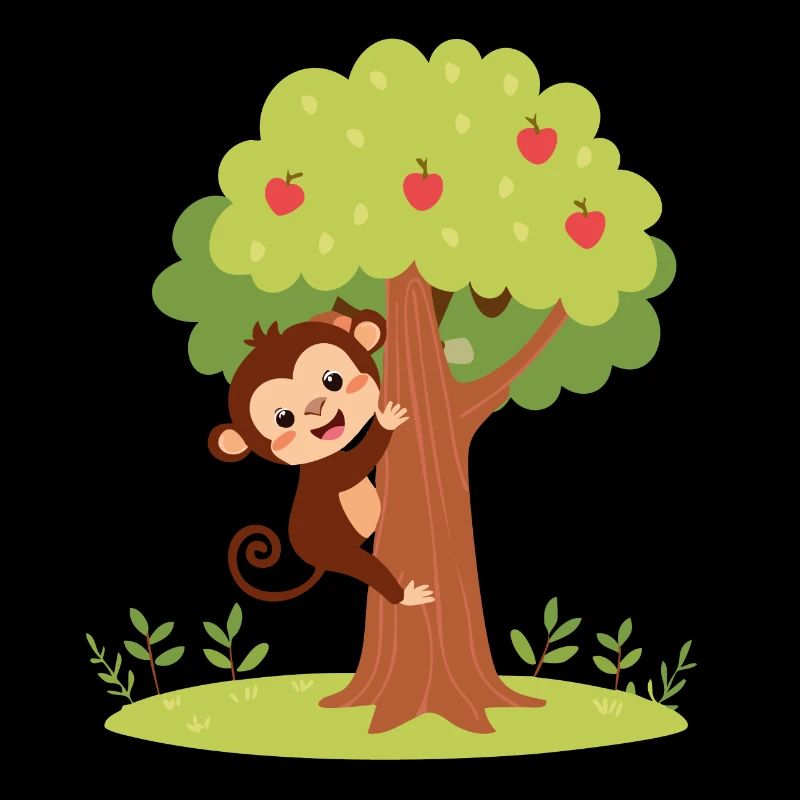 Cute monkey climbing a tree