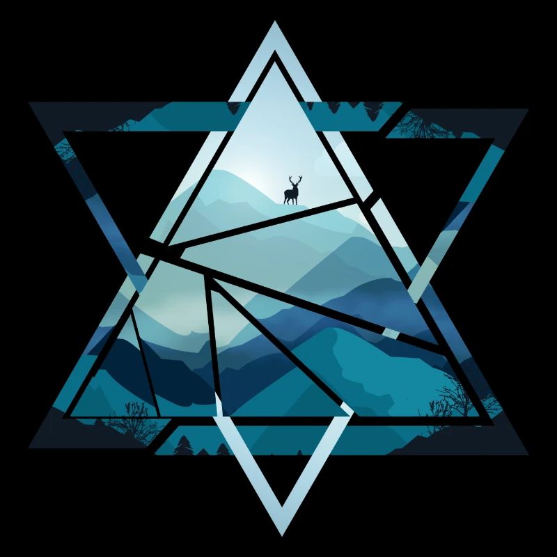 Triangle mountains with deer