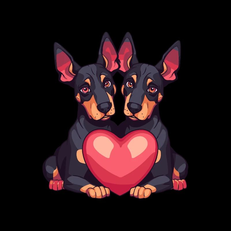 Dobermann Hund Paar Liebe Valentinstag