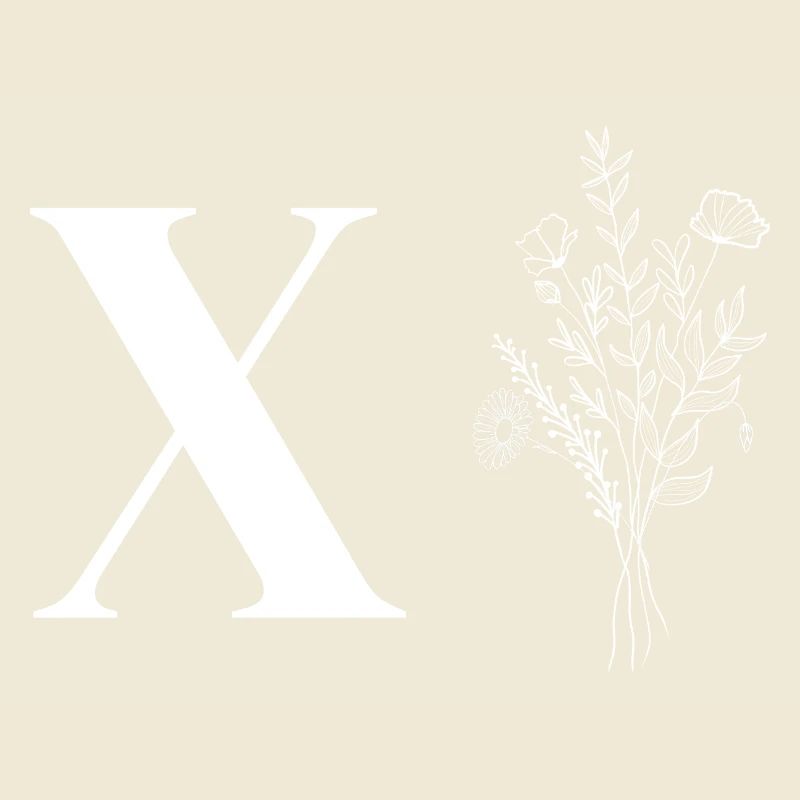 Lette X fleurs minimalistes
