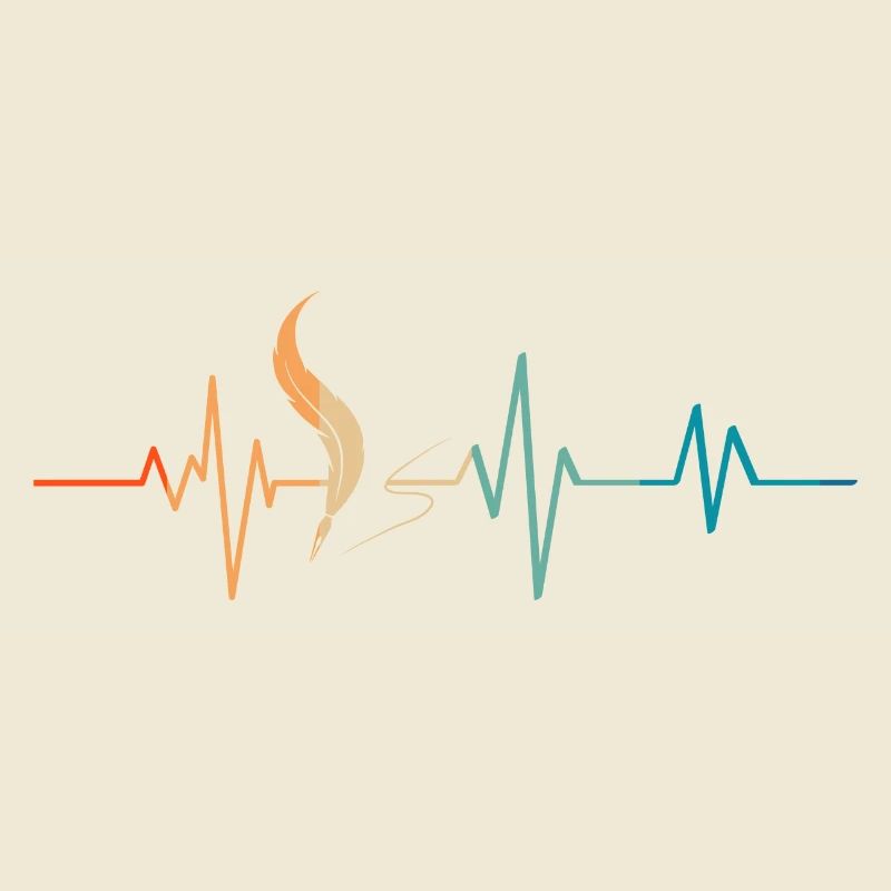 Retro Heartbeat Writer's Feather