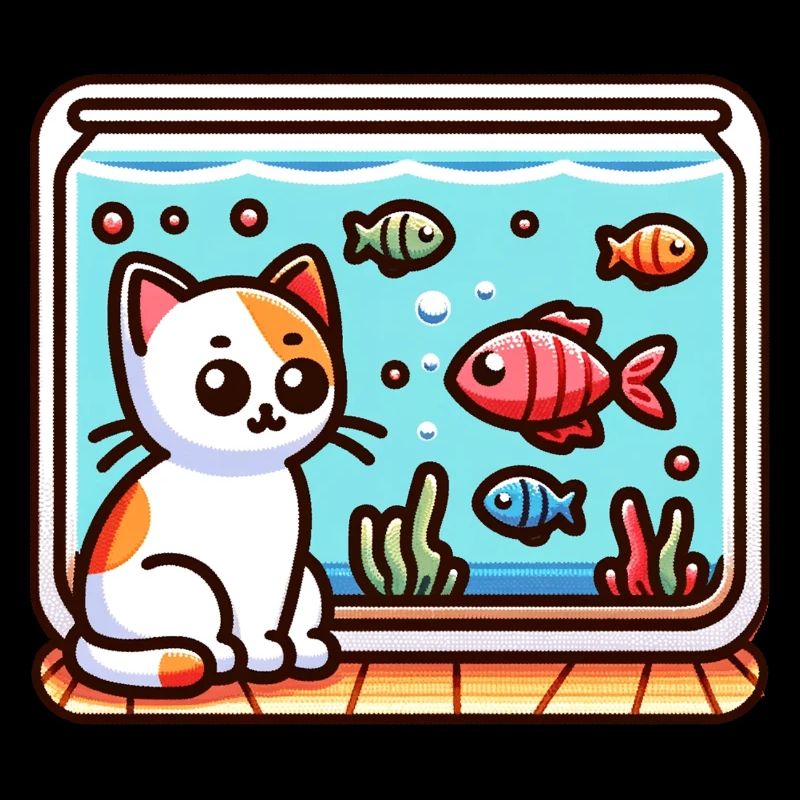 Süßes Kätzchen, das Fisch im Aquarium anschaut