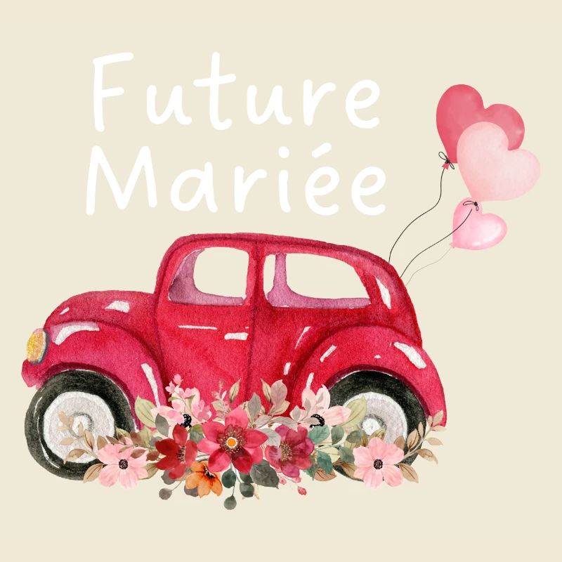 Braut in spe Auto Blumen Braut