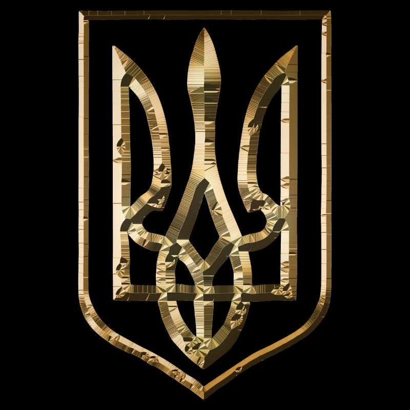 Ukraine Wappen Goldrelief Gold Trysub Geschenk