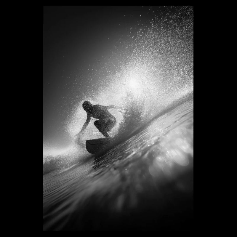 Schwarz-Weiß-Surf-Explosion