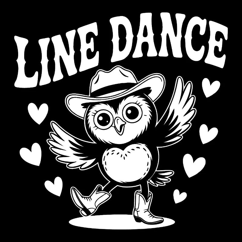 Line Dance Eule lustige Eule mit Stetson und Boots