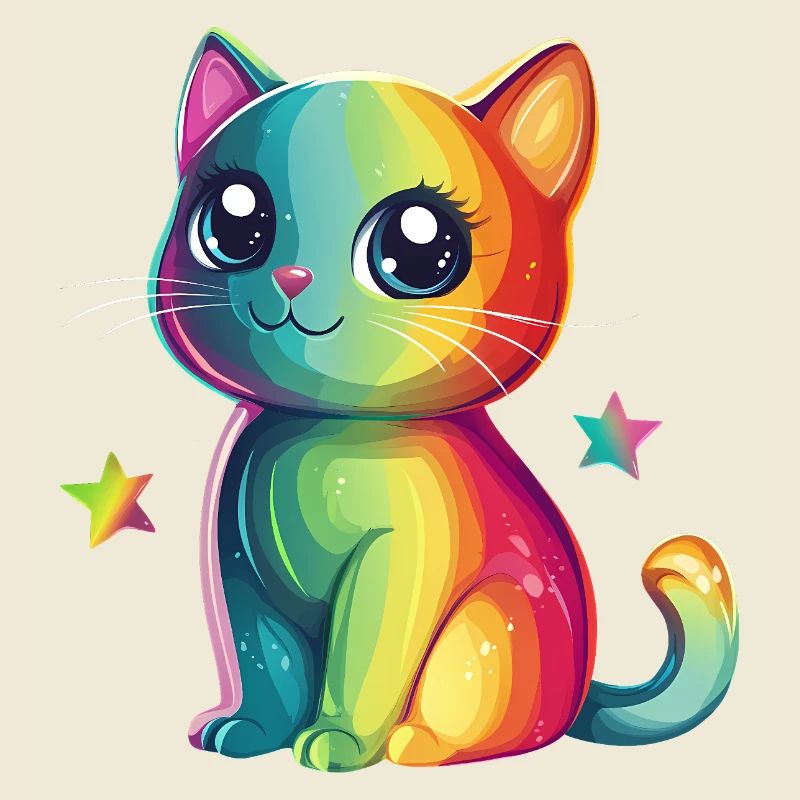 Chat arc-en-ciel mignon