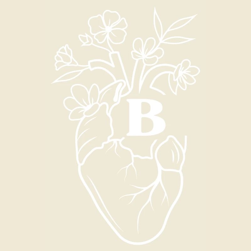 Buchstabe b Herz weiße florale Anatomie