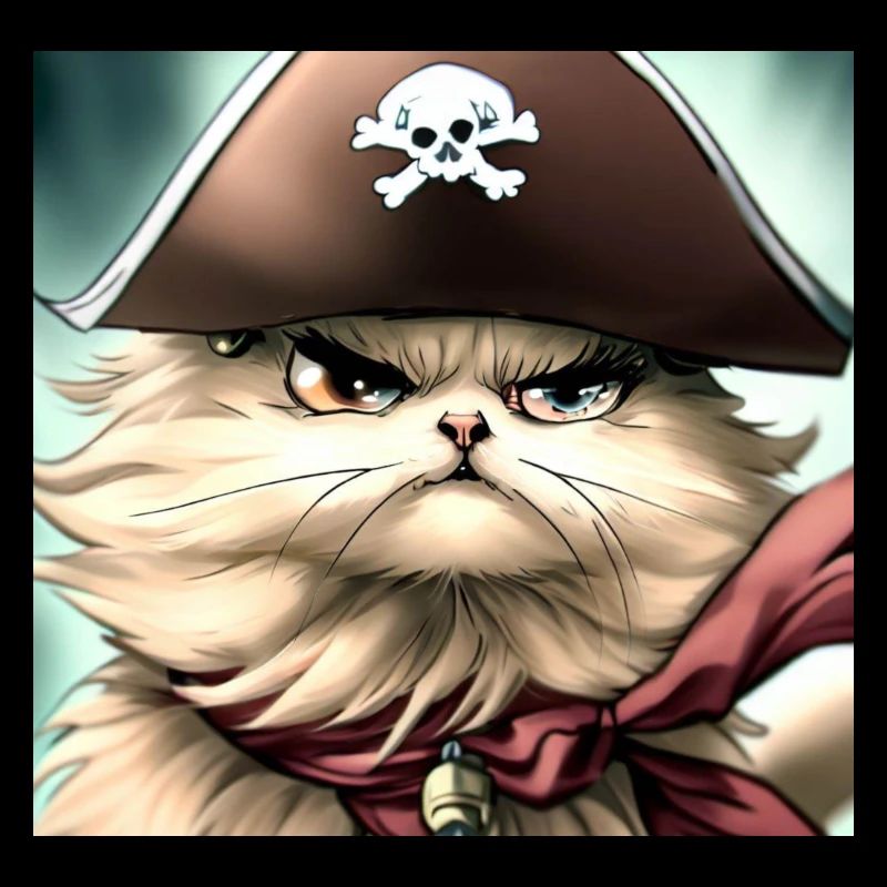 Le chat persan Negan en pirate dans le style anime