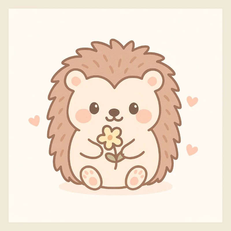 Hérisson Kawaii dans un style pastel