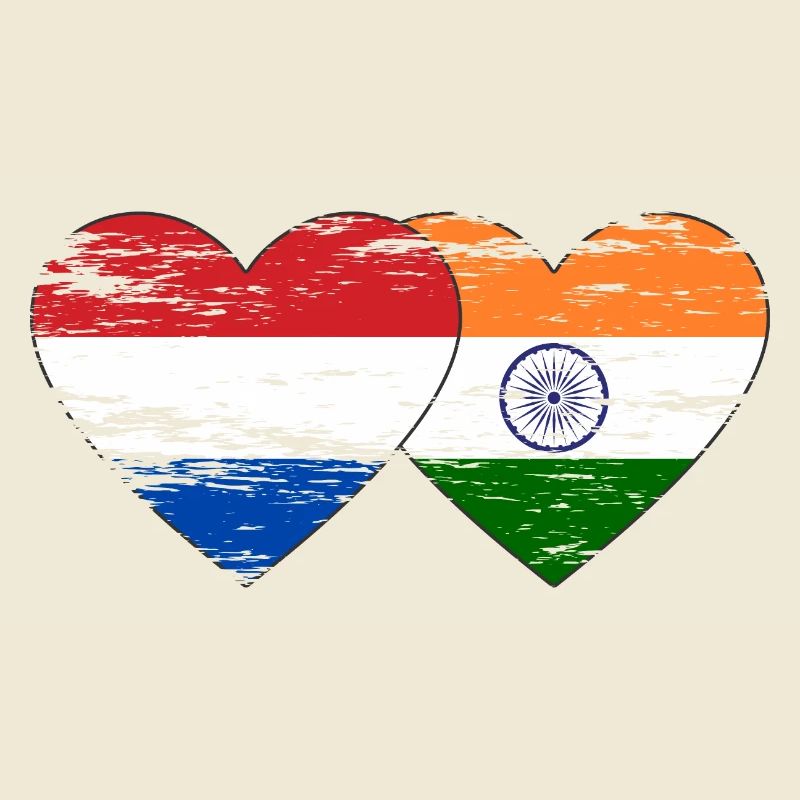 Hollande Inde Drapeau Coeur Utilisé