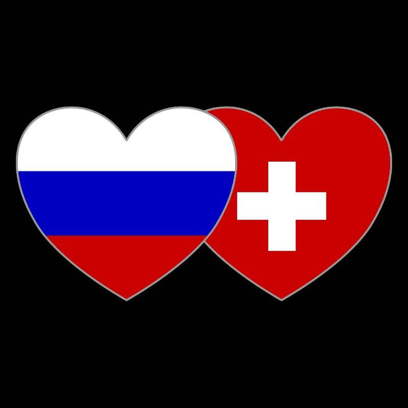 Russie Suisse Flag Coeur