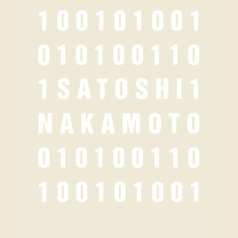 Binary 100101001 Satoshi Nakamoto Bitcoin