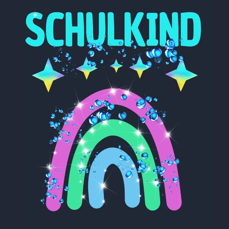 Schulkind Glitzer Regenbogen Einschulung