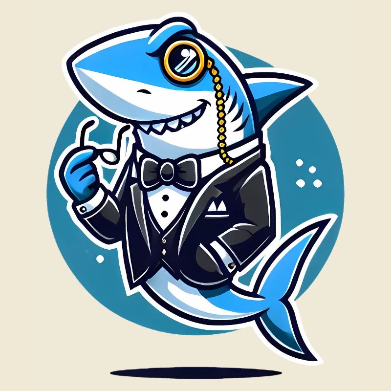 requin chic en smoking design vectoriel