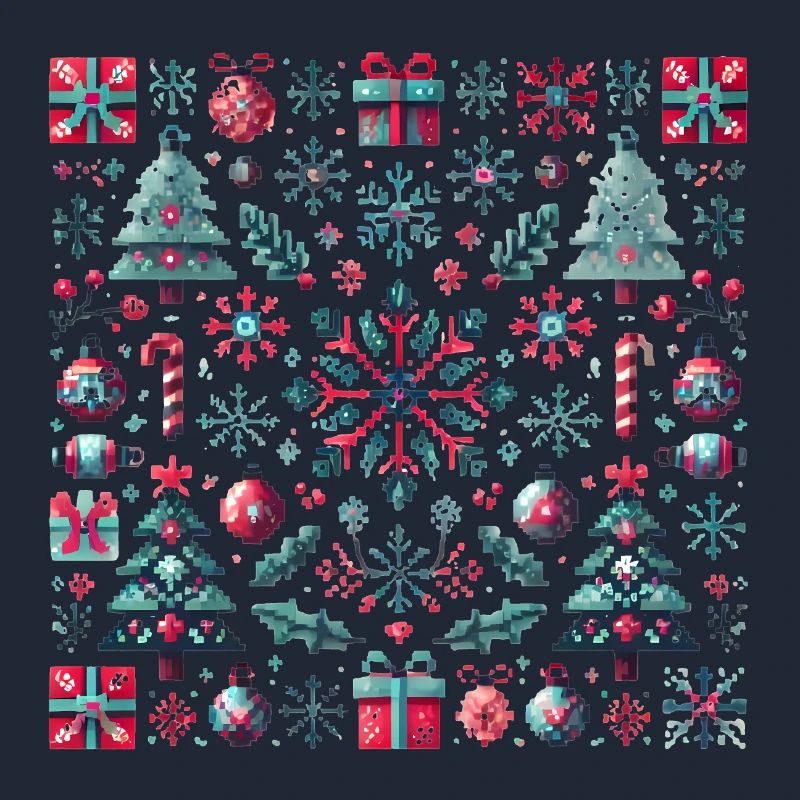 Festive Pixel Art Christmas Pattern