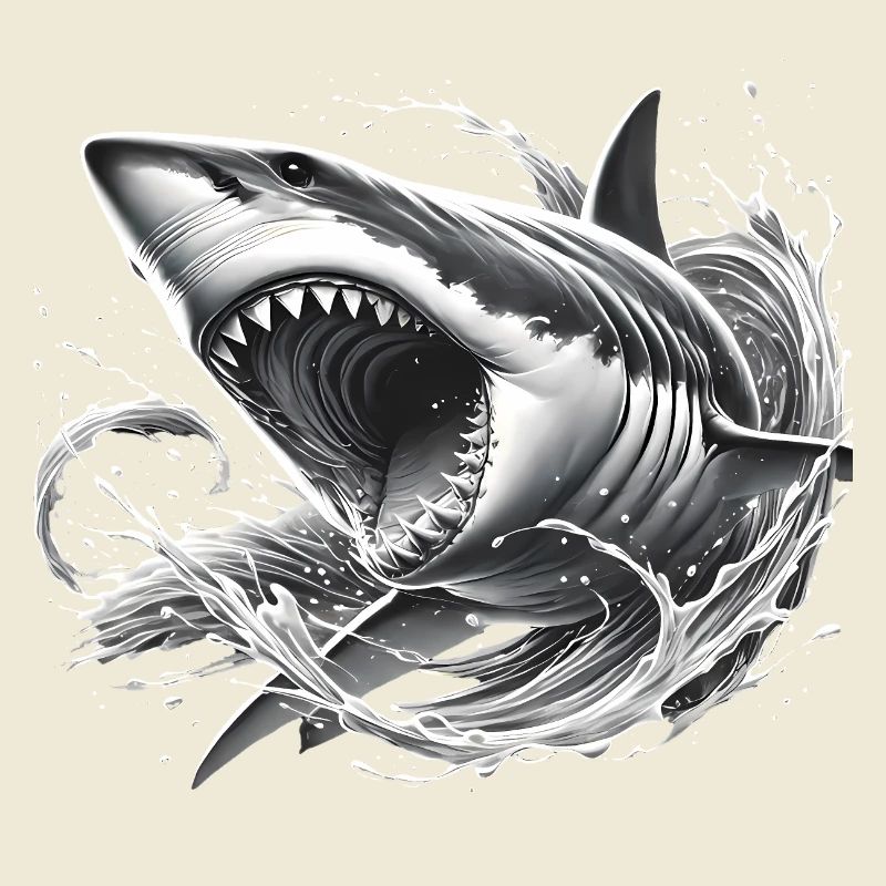 Illustration de requin féroce dans les vagues