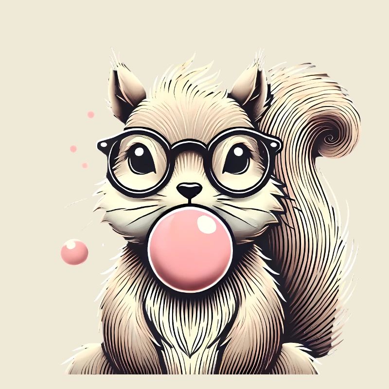 Cool Squirrel with Bubblegum Glasses