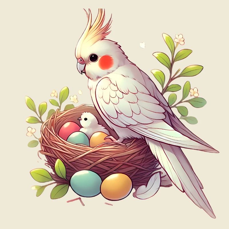 Nid de calopsitte avec des œufs Illustration