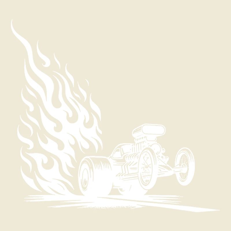 Fast Dragster Car with Flaming Engine