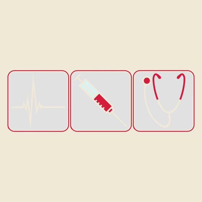 3 logo de seringue de bouton de docteur Écoute au stéthoscope