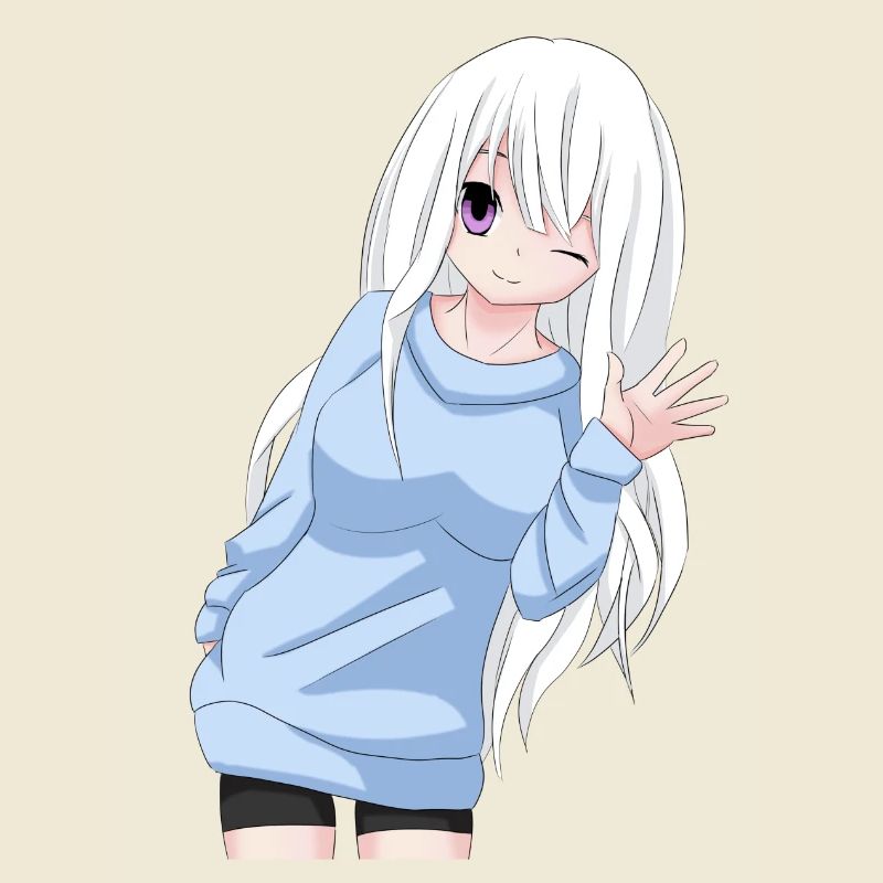 Anime-Mädchen winken