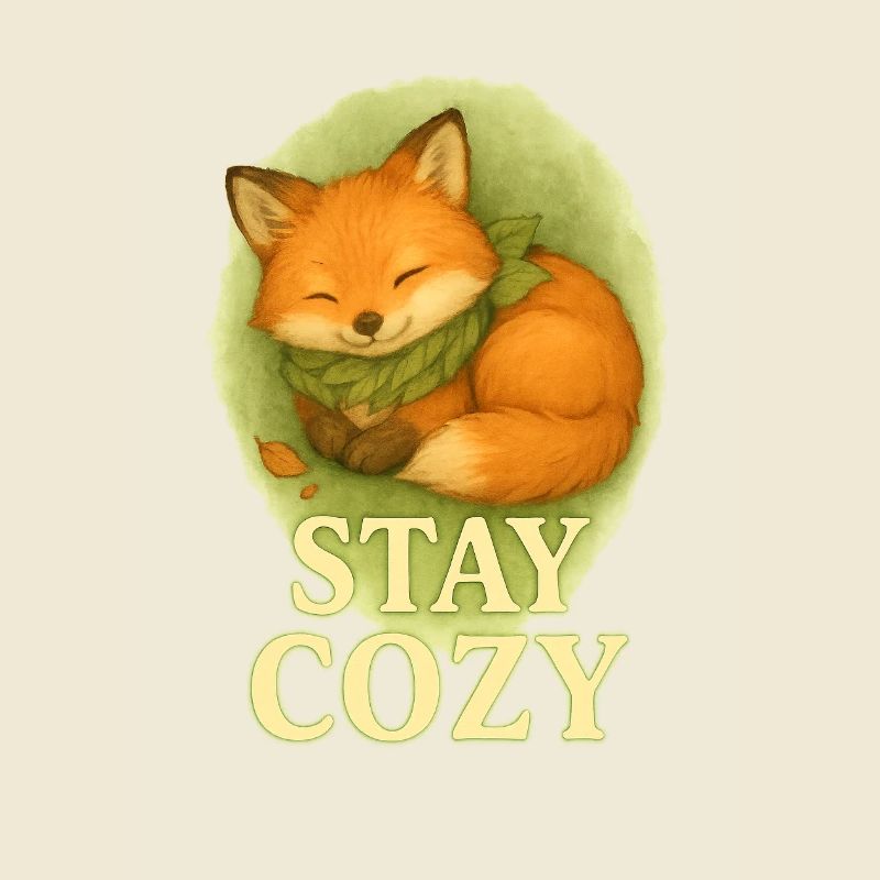 Stay Cozy - Mignon bébé renard avec écharpe feuille