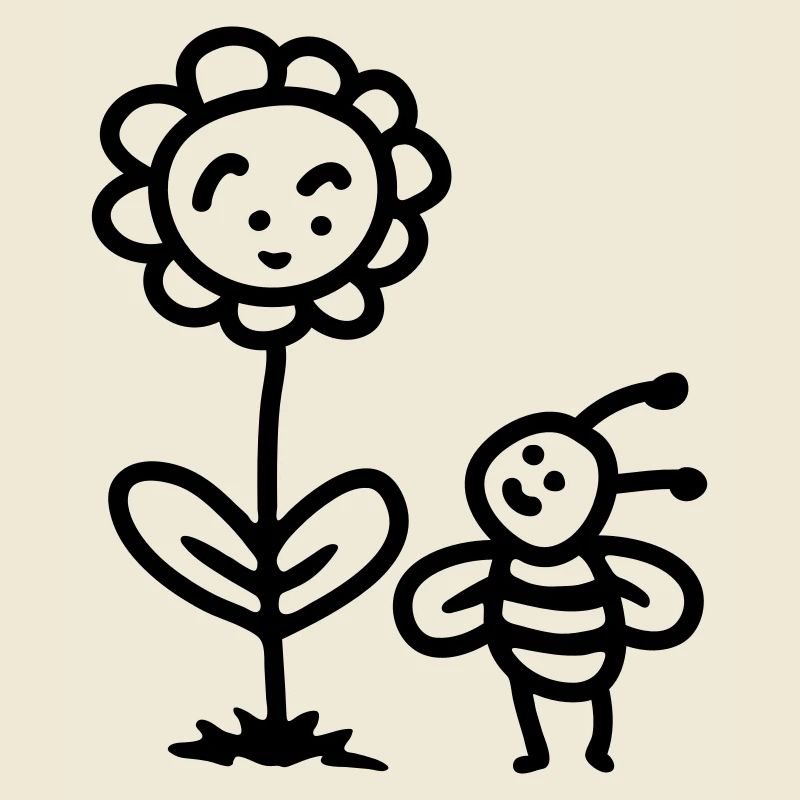 Bee Flower - line