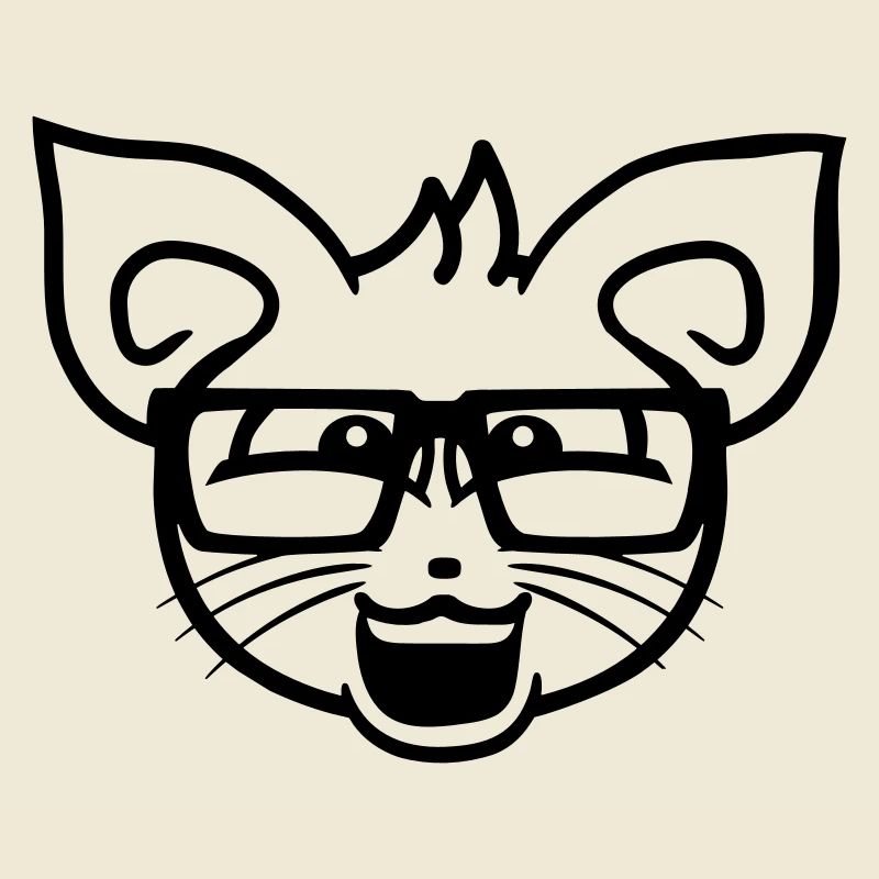 Nerd chat lunettes à monture de corne geek tête de chaton intelligent