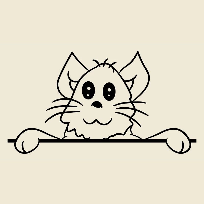 Jolie petite chatte jetant un coup d’œil caché derrière le mur