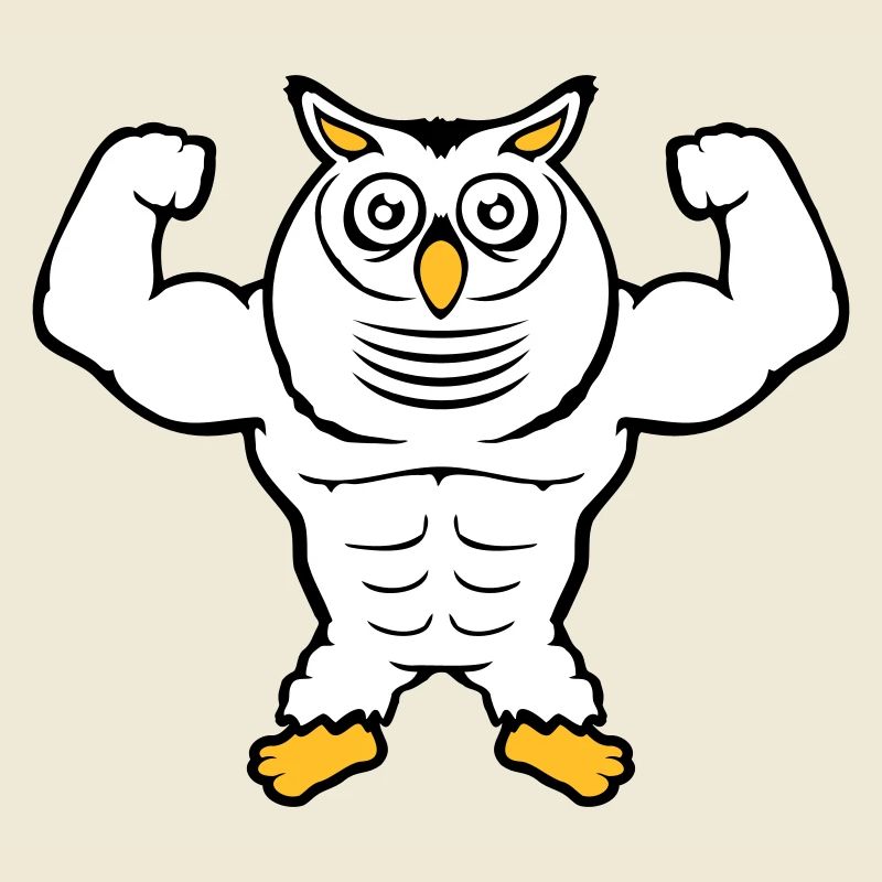 Owl Bodybuilder Muscles Biceps Poses Gym Rat Cool