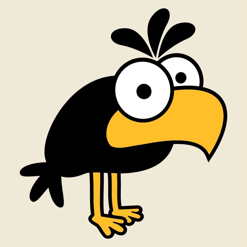 Rabe Comic Vogel steht guckt lustig Cartoon Humor