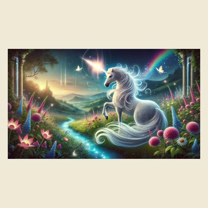 Ein mystisches Einhorn mit leuchtendem Horn